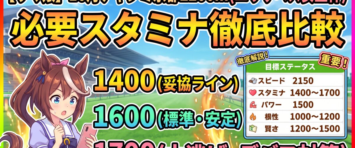 【ウマ娘】10月チャンミの必要スタミナは？1400・1600・1700の違いと目標ステータスを徹底解説【2026年】
